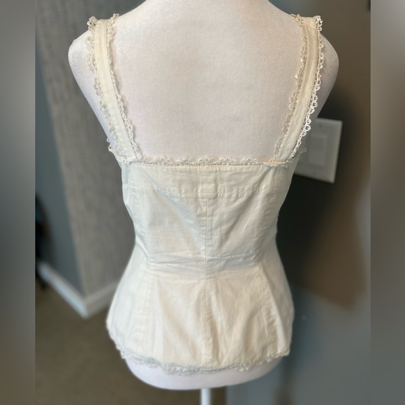 Vintage MaxMara Corset Lace Detail Button Up Tank Top Blouse - Picture 10 of 12